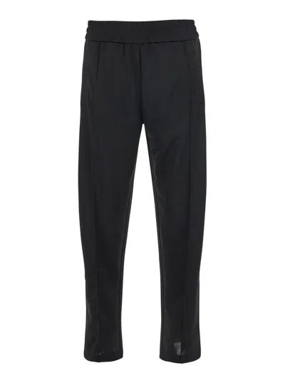 Palm Angels Black Pants With Lettering Logo Printed On The Back