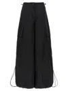 Palm Angels Wide-leg Nylon Parachute Pants With Adjustable Cuffs In Black