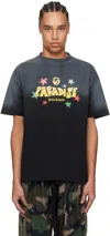 Palm Angels Paradise Print T-shirt In Black - Yellow