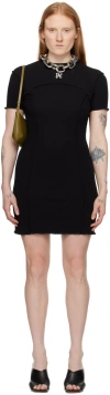 Palm Angels Black Pinched Minidress In Black Off White