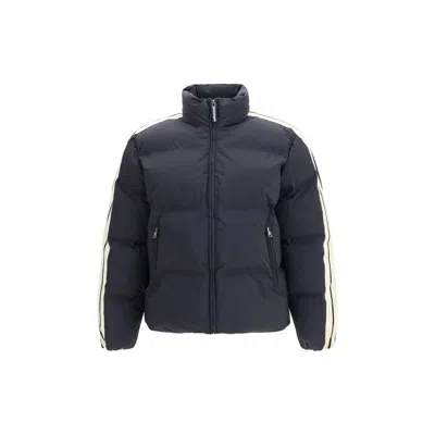 Palm Angels Black Polyamide Full-length Jacket In Blue