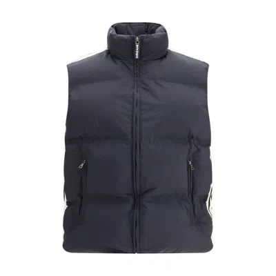 Palm Angels Black Polyamide Sleveless Jacket In Blue
