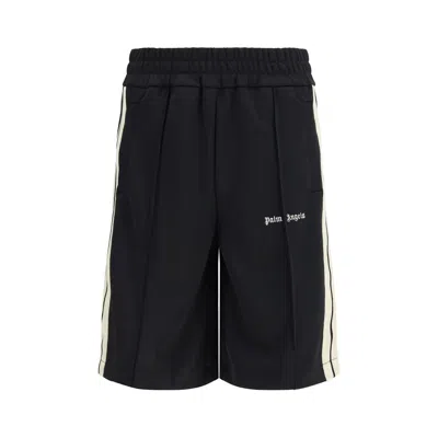 Palm Angels Stripe Detail Knee Length Track Shorts In Black