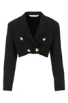 Palm Angels Double-breasted Cropped Blazer With Gold Button Accents In Black