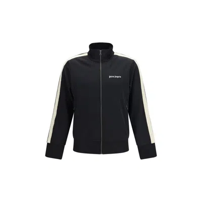 Palm Angels Iconic Black Track Jacket With Contrasting Stripes
