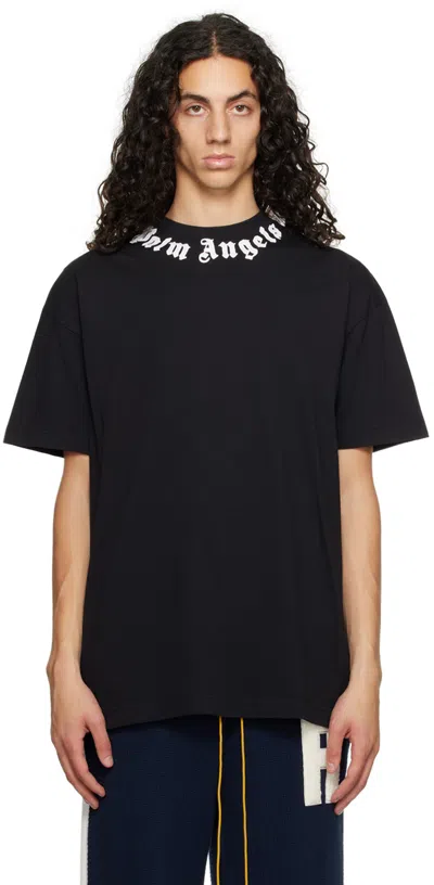 Palm Angels Black Printed T-shirt In Black Off White