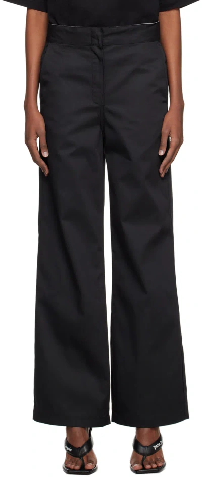 PALM ANGELS BLACK REVERSED WAISTBAND TROUSERS