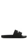 Palm Angels Essential Logo Black White Polyurethane Pool Sliders