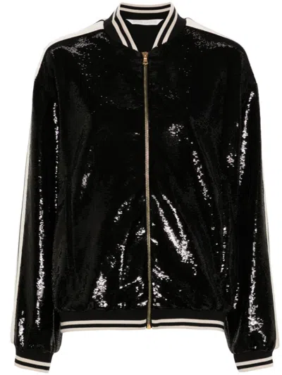 PALM ANGELS BLACK SEQUINNED BOMBER JACKET