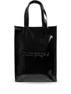 Palm Angels Logo Debossed Open Top Tote Bag In Black