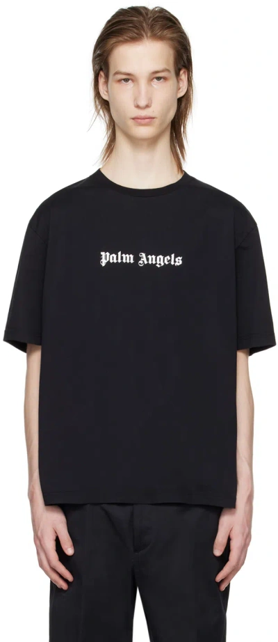 Palm Angels Black Slim Fit T-shirt In Black White