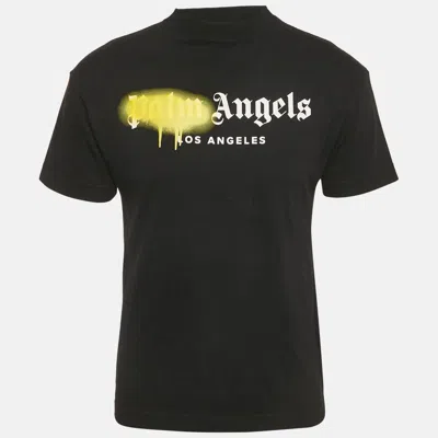 Pre-owned Palm Angels Black Sprayed Logo Jersey T-shirt Xxs