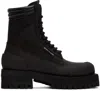 Palm Angels Black Stacked Ankle Boots In Black No Color