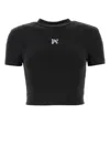 PALM ANGELS BLACK STRETCH COTTON BLEND T-SHIRT