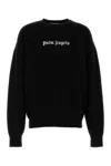 Palm Angels Black Cotton Crew Neck Sweatshirt With White Logo