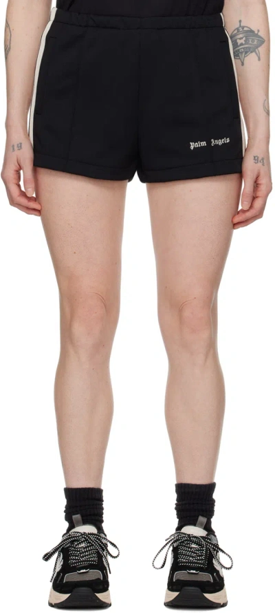 Palm Angels Black Striped Shorts In Black Off White