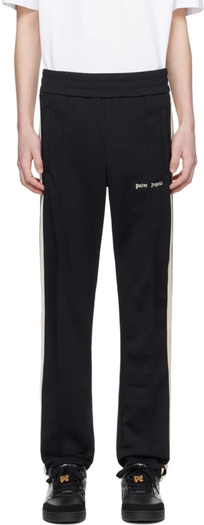Palm Angels Black Striped Track Pants In Black Off White