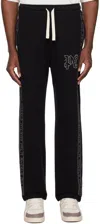 Palm Angels Black Studded Sweatpants In Black Gunmetal