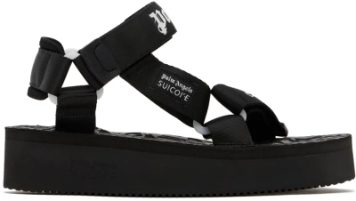 Palm Angels Black Suicoke Edition Depa Sandals In Black White