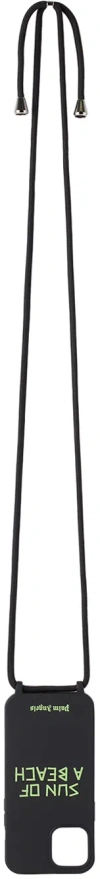 Palm Angels Black 'sun Of A Beach' Iphone 12/12 Pro Case In Black Yellow Fluo