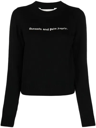 Palm Angels Black Sunset Wool Blend Jumper