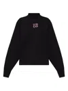 Palm Angels Long Sleeve Mock Neck Knitwear Top In Black