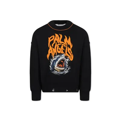Palm Angels Kids' Black Sweater For Boy With Logo