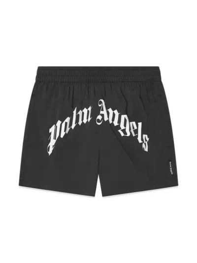 Palm Angels Kids' Black Swimwear With Logo Print