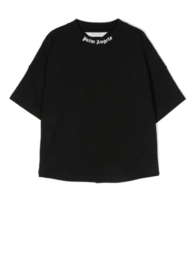 Palm Angels Kids' Black T-shirt With Classic Logo