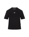 Palm Angels Black T-shirt With Embroidered Monogram In Black