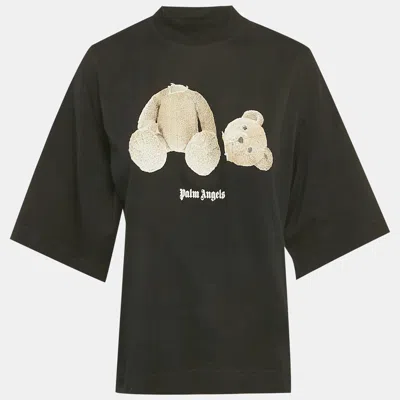 Palm Angels Black Teddy Print Jersey Crop T-shirt