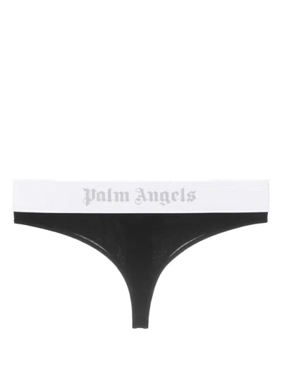 Palm Angels Black Thong With White Logo Band