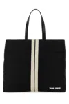 Palm Angels Black Track Cotton Tote Bag In Black
