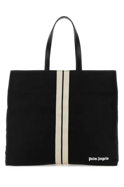 Palm Angels Black Track Cotton Tote Bag