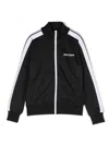 PALM ANGELS BLACK TRACK JACKET WITH ZIP AND LOGO