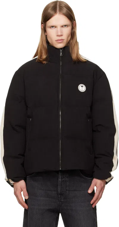 Palm Angels Black Tree Logo Cord Track Down Jacket In Multi