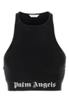 Palm Angels Classic Logo Cropped Lurex Top In Black