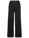 Palm Angels Monogram-jacquard Side Stripe Detailed Trousers In Nero