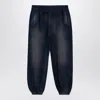Palm Angels Black Washed Cotton Wide Trousers