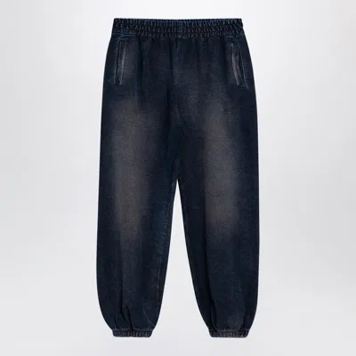 PALM ANGELS BLACK WASHED COTTON WIDE TROUSERS