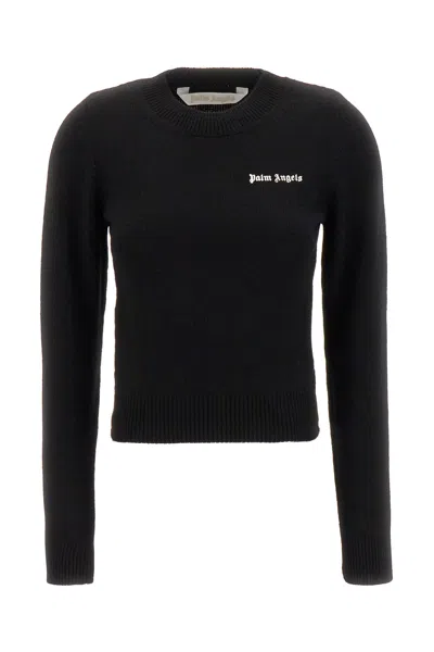 PALM ANGELS BLACK WOOL BLEND SWEATER