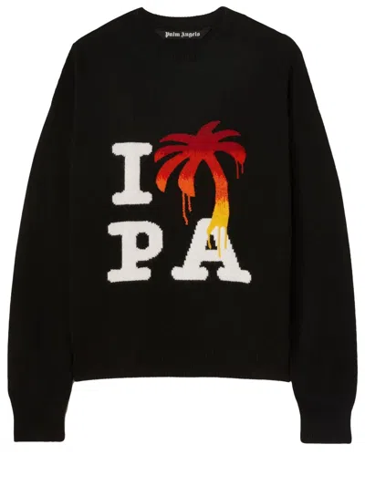 Palm Angels Black Wool Blend Sweater