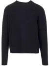 PALM ANGELS BLACK WOOL jumper WITH WHITE CURVED LOGO ON THE BACK