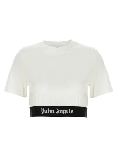 PALM ANGELS BLACKWHITE CLASSIC LOGO TAPE CROPPED T-SHIRT