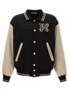 Palm Angels Blackwhite Logo Varsity Bomber Jacket In Blackwhite