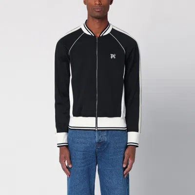 Palm Angels Men's Black/white Zip Sweatshirt | Size Small | Pmbd080f24fab001