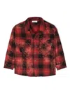 Palm Angels Bleach Flannel Shirt In Red