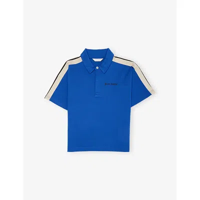 Palm Angels Kids' Blu/blue Track Stretch-woven Polo Shirt 4-12
