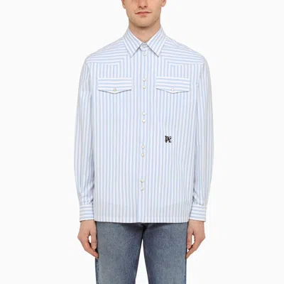 PALM ANGELS PALM ANGELS BLUE AND WHITE STRIPED SLEEVE SHIRT