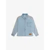 Palm Angels Denim Shirt With Logo In Blue Blue